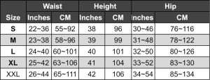 Pants Size Chart