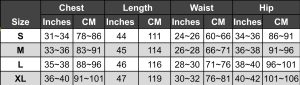 Long Dress Size Chart