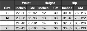 Shorts size chart