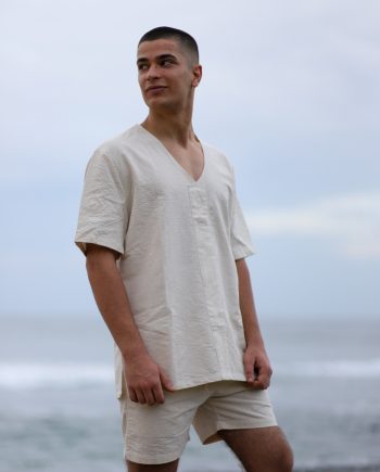 Higher Himalayan's 'V Shirt' features a relaxed fit and a distinctive V-neckline, crafting an air of casual sophistication. Made from the same high-quality, ethically sourced Himalayan hemp, this shirt is a testament to timeless style, merging the laid-back essence of beach life with an understated elegance suitable for any setting.