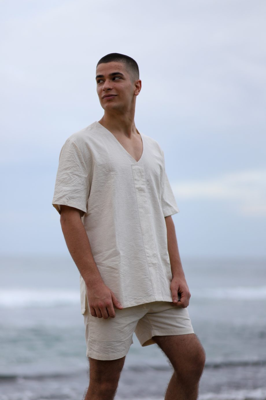 Higher Himalayan's 'V Shirt' features a relaxed fit and a distinctive V-neckline, crafting an air of casual sophistication. Made from the same high-quality, ethically sourced Himalayan hemp, this shirt is a testament to timeless style, merging the laid-back essence of beach life with an understated elegance suitable for any setting.